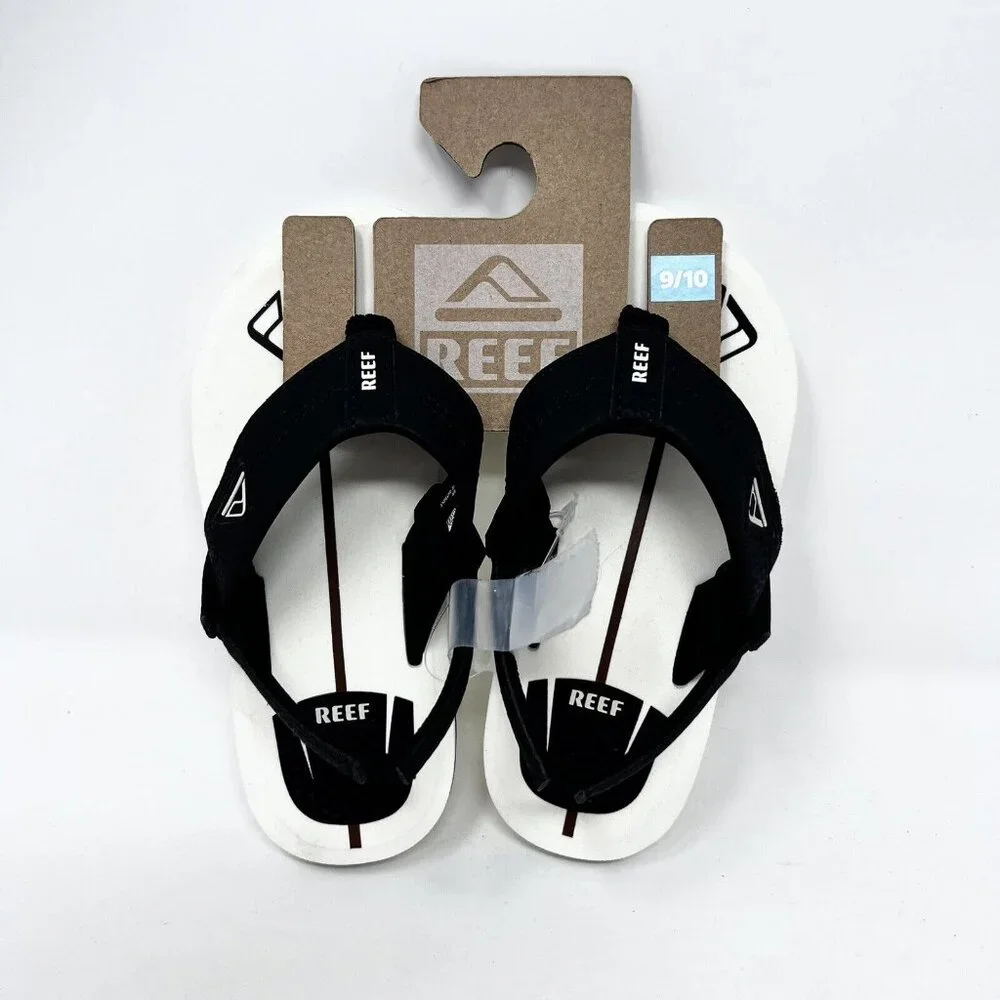 Reef Flip Flops Toddler Size 9/10 Black & White Rear Strap Little Shaper NWT‎